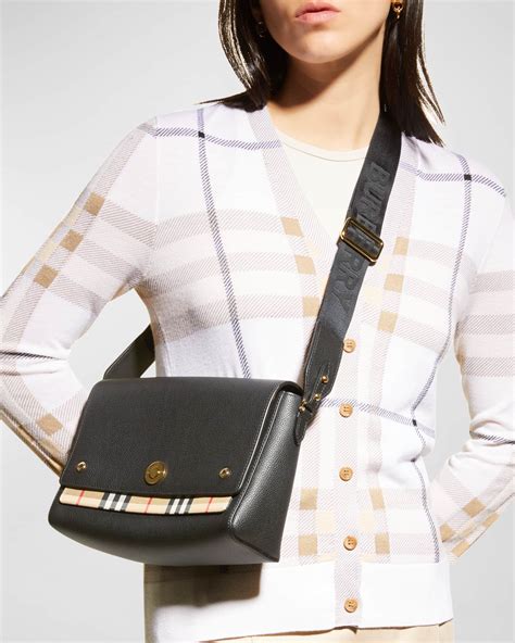 note leather check bag